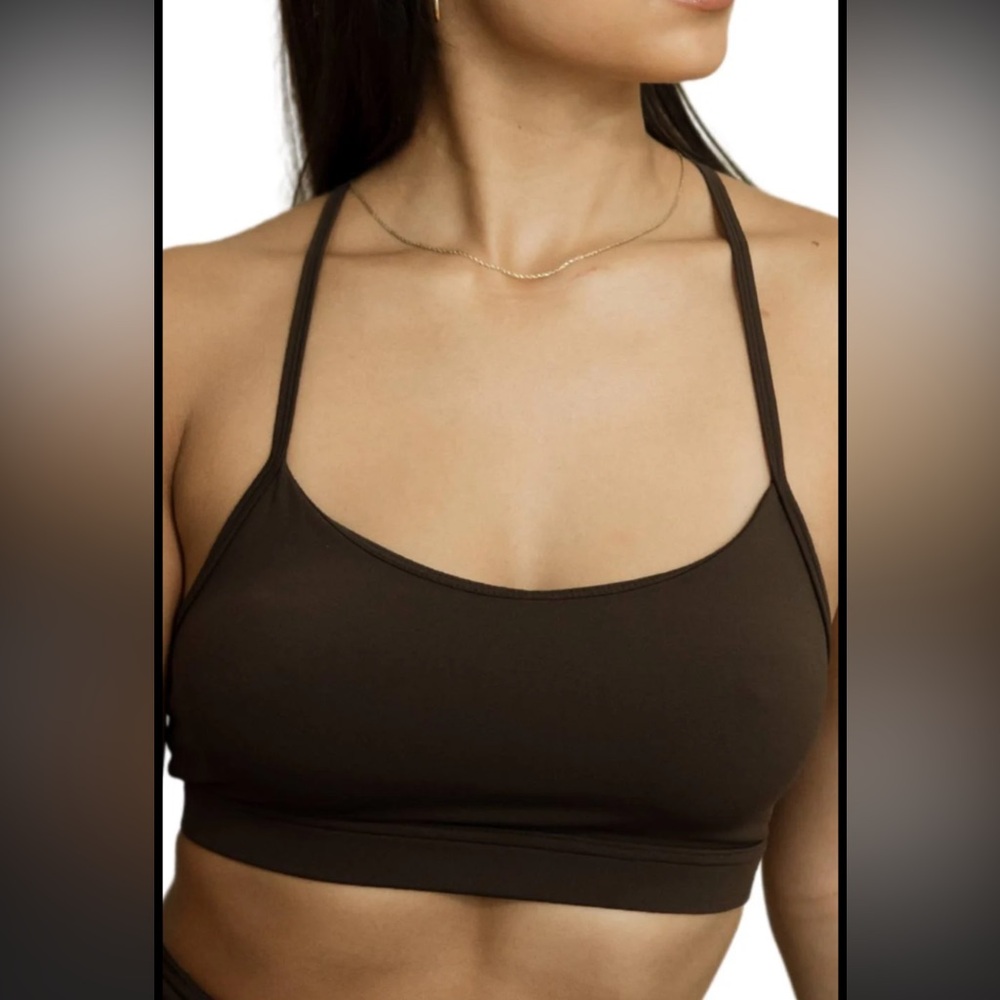 NWOT NUX Shelf-Style Crossback Skinny Strap Bralette in Black Size Small